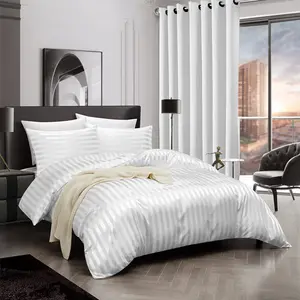 Microfiber Striped Duvet Cover Set with Pillowcases White / Single Duvet Cover + 2 Standard Pillowcases