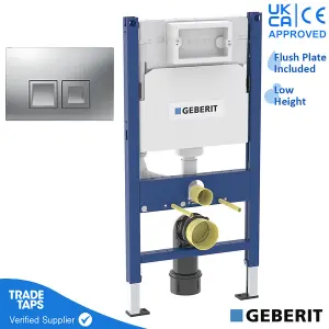 Geberit Duofix Toilet Concealed Cistern Frame 98cm with Geberit Delta 35 Flush Plate Matt Chrome