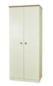 Albert 2 Door Wardrobe in Cream Ash & Oak (Ready Assembled)