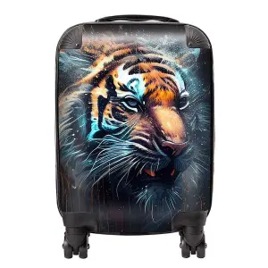 Tiger Face Splashart Dark Background Suitcase - Small