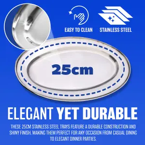 Stainless Steel Oval Rice Tray Plate Serving Dish Platter Meat Buffet Kitchen 25cm