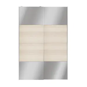 Atomia Freestanding Panelled Mirrored Oak effect 2 door Sliding Wardrobe Door kit (H)2250mm (W)1500mm