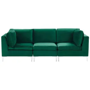 3 Seater Modular Velvet Sofa Green EVJA