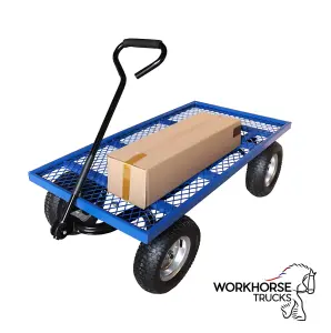 Workhorse Trucks General Purpose Heavy-Duty Platform Truck With A Mesh Base, Puncture-Proof Wheels, Loop Handle, 450kg Capacity