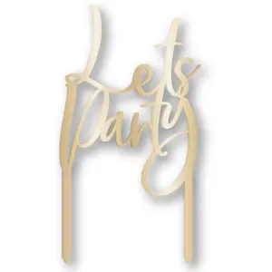 Amscan Lets Party Metallic Acrylic Cake Topper Gold (18cm x 10cm)