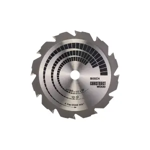 Bosch Professional Construct Wood Circular Saw Blade - 190 x 20/16 x 2.6mm, 12 Teeth