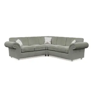 Windsor Silver Large Corner Sofa - Silver Feet