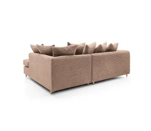 Jumbo Brown Cord Right Facing Corner Sofa for Living Room with Thick Luxury Deep Filled Cushioning