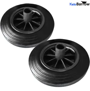 Wheelie Bin Wheel Replacement Wheels 200mm Nose Wheel Set - Black