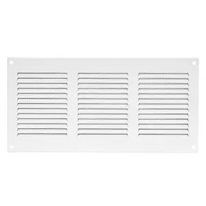 White Metal Air Vent Grille 300mm x 150mm Fly Screen Flat