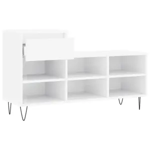 Berkfield Shoe Cabinet High Gloss White 102x36x60 cm Engineered Wood