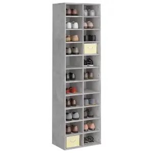 Shoe Cabinet Concrete Grey 54x34x183 cm Engineered Wood