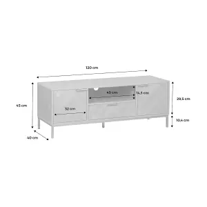 sweeek. 2-cupboard herringbone TV stand Budapest Natural 120x40x45 cm