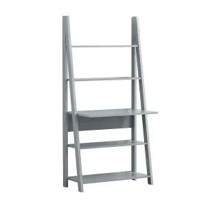 Riva Scandinavian Retro Ladder Bookcase Desk Shelving Shelf Unit Grey 5 Tier