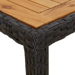 Berkfield Garden Table 190x90x75 cm Poly Rattan and Acacia Wood Black