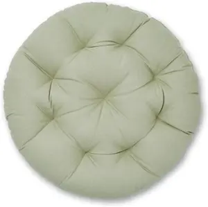 Dunelm Bistro Cotton Round Seat Pad, Shabby Chic, Green, Sage