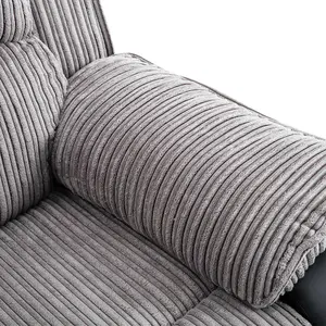 Postana Electric High Back Jumbo Cord Fabric Recliner 2 Seater Sofa (Grey)