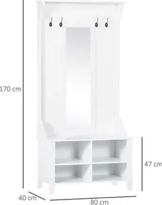 Portland White Standing Coat Rack With Shoe Storage