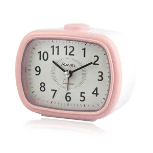 Analogue Quartz Movement / Crystal Alarm Tabletop Clock White/Pink