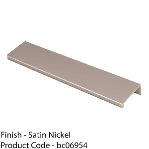 Square Edge Finger Pull Handle - Satin Nickel 200mm - Slim Cupboard Drawer