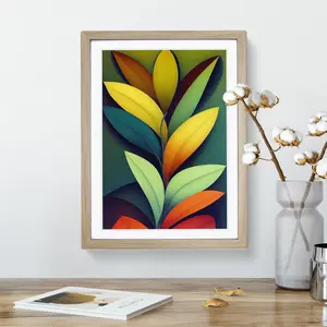 XV1022-2583X Lively Leaves - Single Picture Frame Print Oak / 46cm H x 34cm W x 2cm D