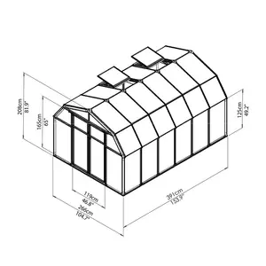 Rion Hobby Gardener 8 Ft W x 12 Ft D Greenhouse 208cm H x 266cm W x 391cm D