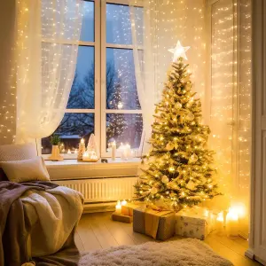 200 LED Warm White Christmas String Lights Indoor Bedroom, String Lights Outdoor Clear Wire, String Lights