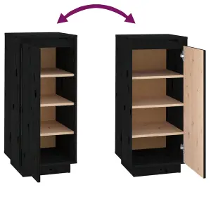 Shoe Cabinet Black 35x35x80 cm Solid Wood Pine