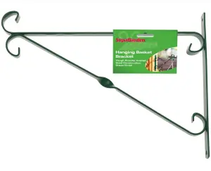 Green Hanging Basket Bracket 10 Inch 25cm Metal Flower Basket Fence Hanger