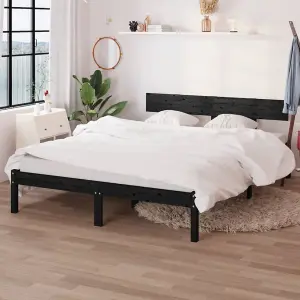 Berkfield Bed Frame Black Solid Wood Pine 160x200 cm