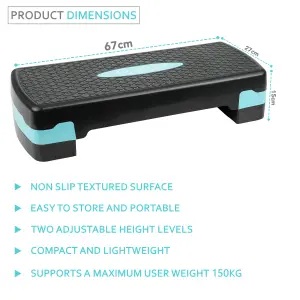 Aerobic Stepper Yoga Step Board Gym Fitness Exercise Cardio Adjustable Blocks Blue