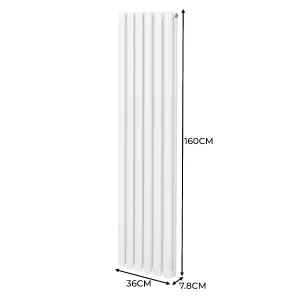 Oval Column Radiator & Valves - 1600mm x 360mm - White