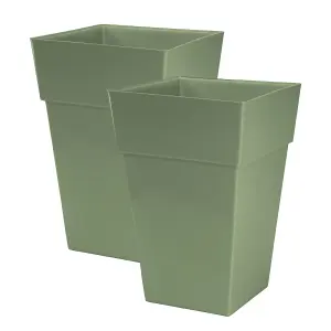 simpa 2PC Moda Milano 28L Sage Green Plastic Planters.