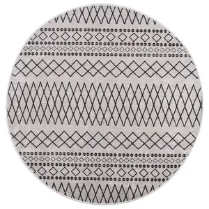 Rug Washable f120 cm Black and White Anti Slip