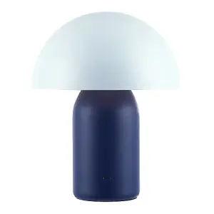 Modern Rechargeable Mushroom Table Lamp in Midnight and Nova Blue - Touch Dimmer