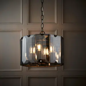 Galant Slate Grey & Smoke Glass 4 Light Ceiling Pendant