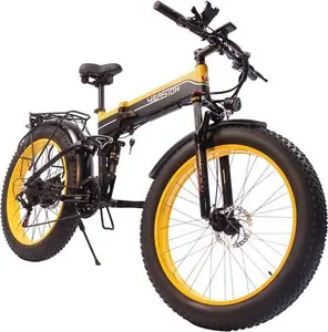 1000W Full Suspension Folding Electric Bike With Removable Battery - Snow Beach Mountain Ebike