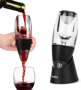 Hotder Wine Aerator, Acrylic Red Wine Decanter Pourer With Base Gift Set For Christmas New Year Party Wine Lover Gift-Black