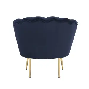 Velvet Navy Blue Daisy Accent Chair