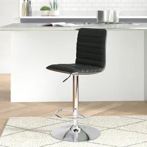 Ahlers Swivel Upholstered Adjustable Height Counter Stool with Metal Frame Black