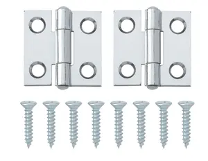 Chrome-plated Metal Butt Door hinge N429 (L)25mm (W)25mm, Pack of 2