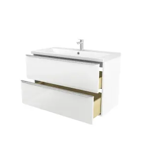 GoodHome Imandra White Wall-mounted Vanity unit & basin set - Includes Mila basin (W)1004mm