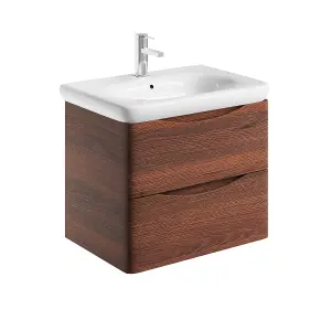 Eden 600mm Wall Hung Vanity Unit in Redwood & Link Resin Basin