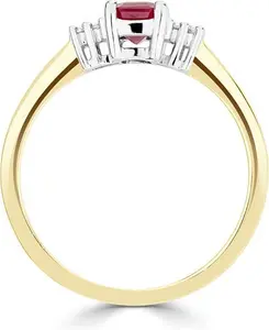 Ruby 6 X 4mm And Diamond 9K Gold Ring A4334