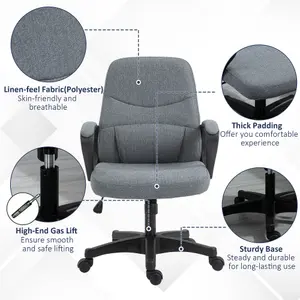 Vinsetto Office Chair with Massage 360 Swivel Chair Adjustable Height Grey