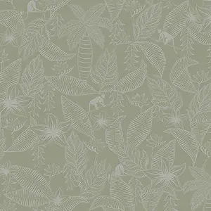 Galerie Ted Baker Fantasia Sage Green Monflo Leaf Wallpaper Roll