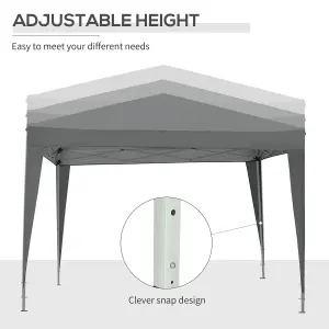 Outsunny 3mx3m Pop Up Gazebo Party Tent Canopy Marquee with Storage Bag Grey