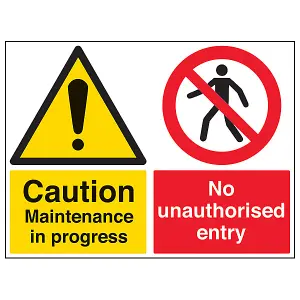 Maintenance In Progress No Entry Sign Adhesive Vinyl - 600x450mm (x3)