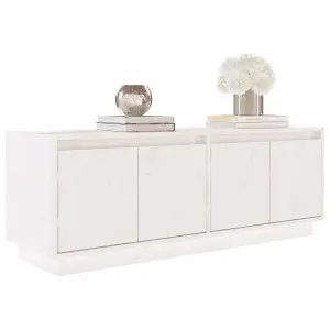 Berkfield TV Cabinet White 110x34x40 cm Solid Wood Pine