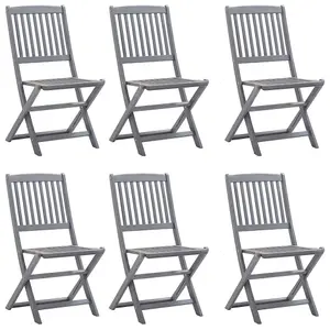 7 Piece Garden Dining Set Solid Acacia Wood Grey